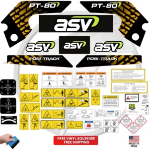 Fits ASV PT-80 Decal Kit Skid Steer Stickers