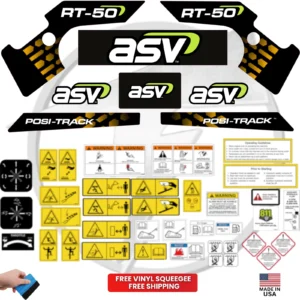Fits ASV RT-50 Decal Kit Skid Steer Stickers