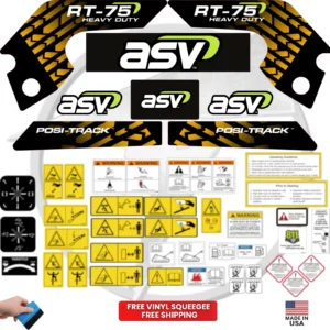 Fits ASV RT-75 Heavy Duty Decal Kit Skid Steer Stickers