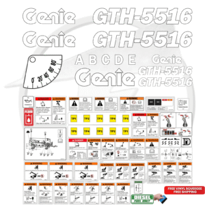 Fits Genie GTH-5516 Decal Kit Telehandler Stickers